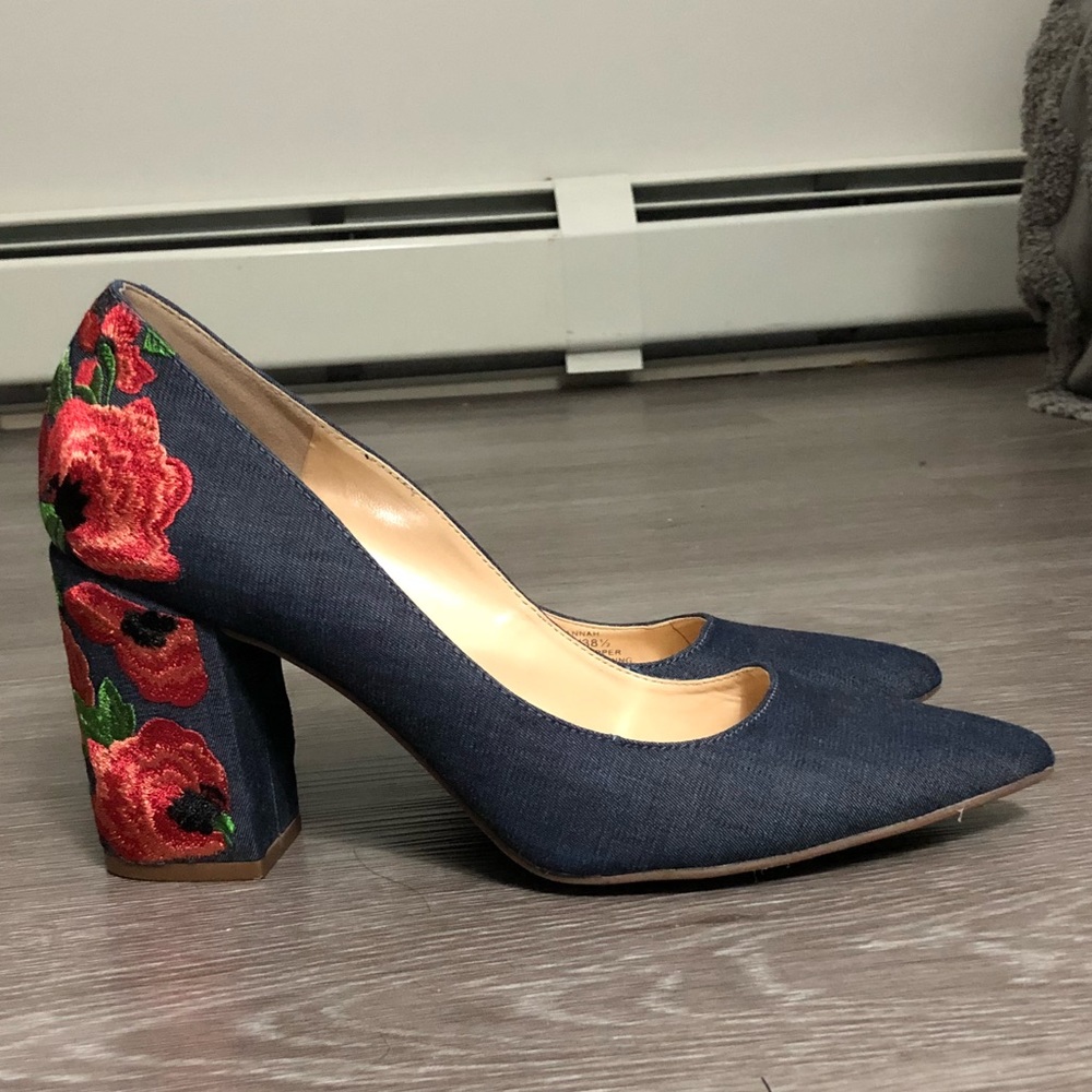Jessica Simpson Red Flower & Denim Heels